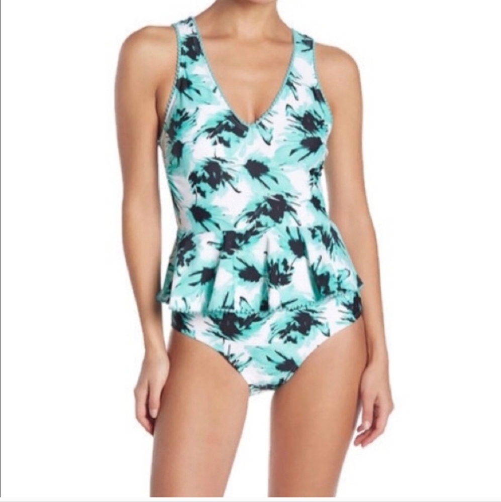 Nicole Miller Turquoise and Black Swimwear